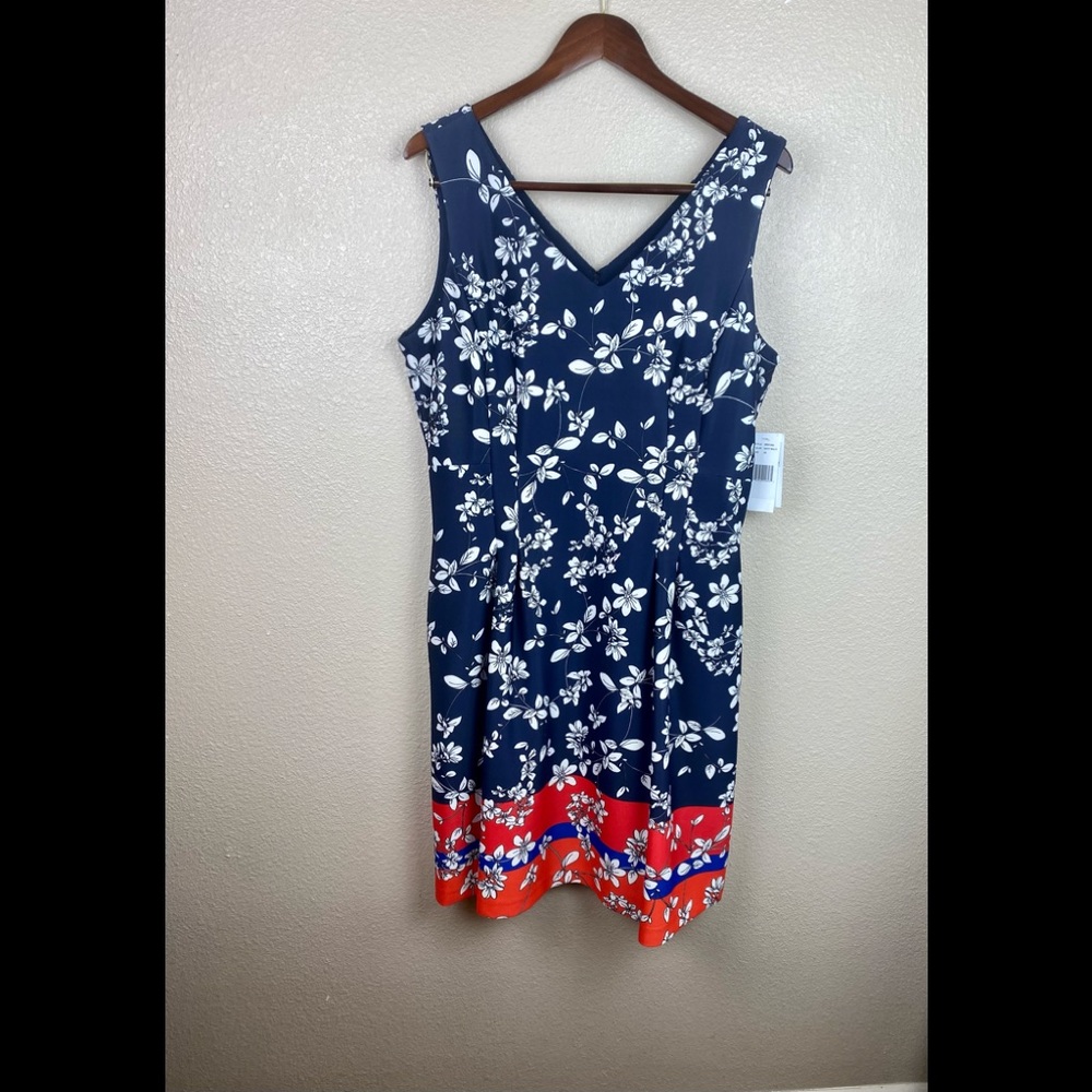 Donna Ricco Navy & Orange Floral Dress size 16 NWT (Floral Dress)